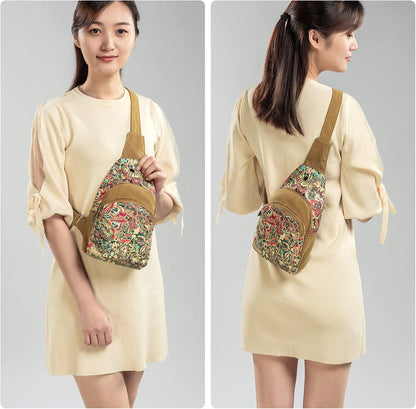 Boho Canvas Sling Chest Bag Crossbody Shoulder Pack