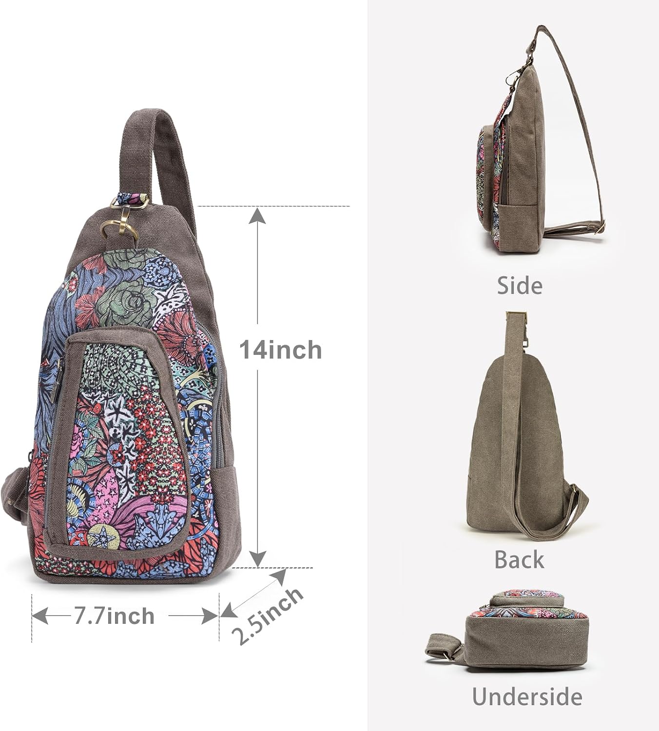 Boho Canvas Sling Bag Crossbody – Adjustable Chest Pack