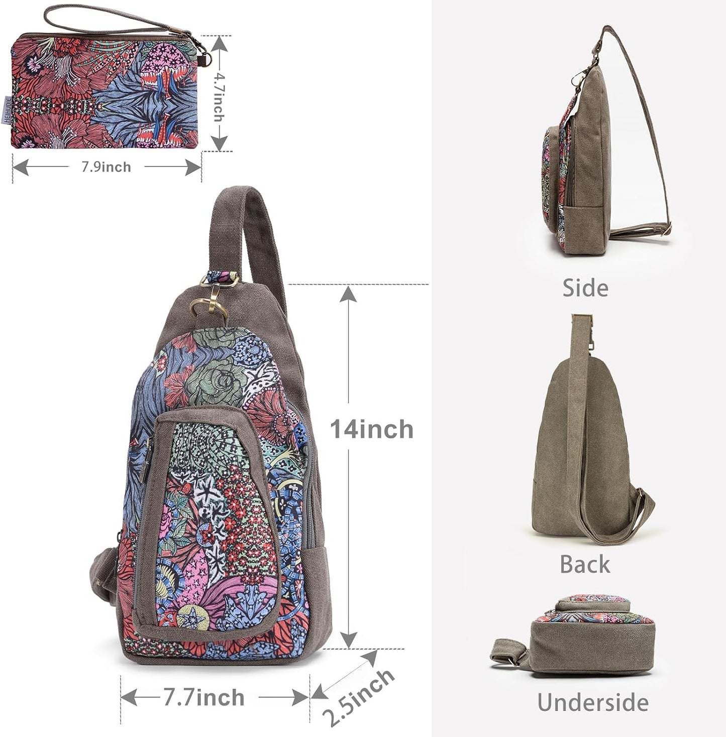 Boho Canvas Crossbody Sling Bag – Lightweight & Splash-Resistant