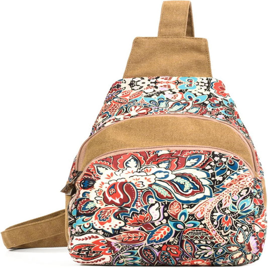 Boho Canvas Sling Chest Bag Crossbody Shoulder Pack