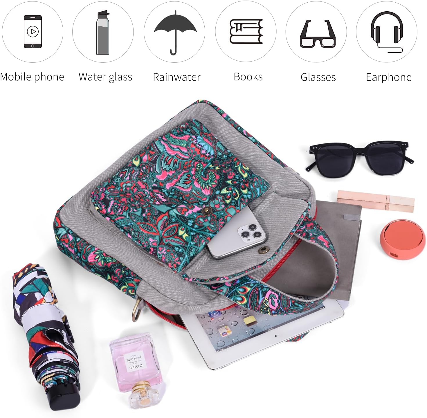 Women’s Canvas Shoulder Bag with Adjustable Strap