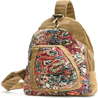 Boho Canvas Sling Crossbody Bag – Adjustable Chest Pack