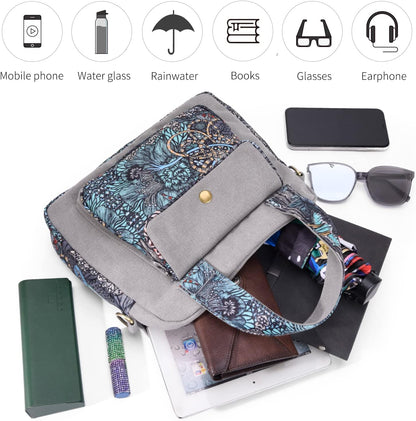 Boho Canvas Shoulder Bag for Women – Small Crossbody
