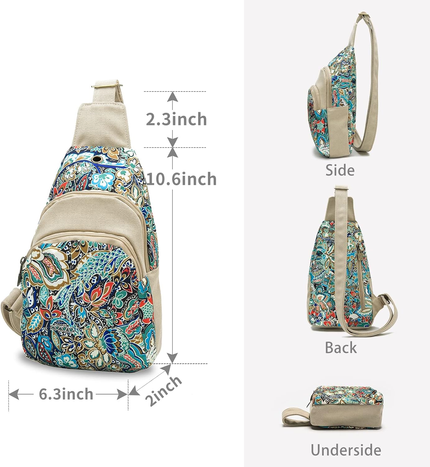 Butterfly Canvas Crossbody Chest Bag With Adjustable Strap