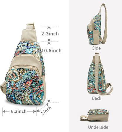 Butterfly Canvas Crossbody Chest Bag With Adjustable Strap