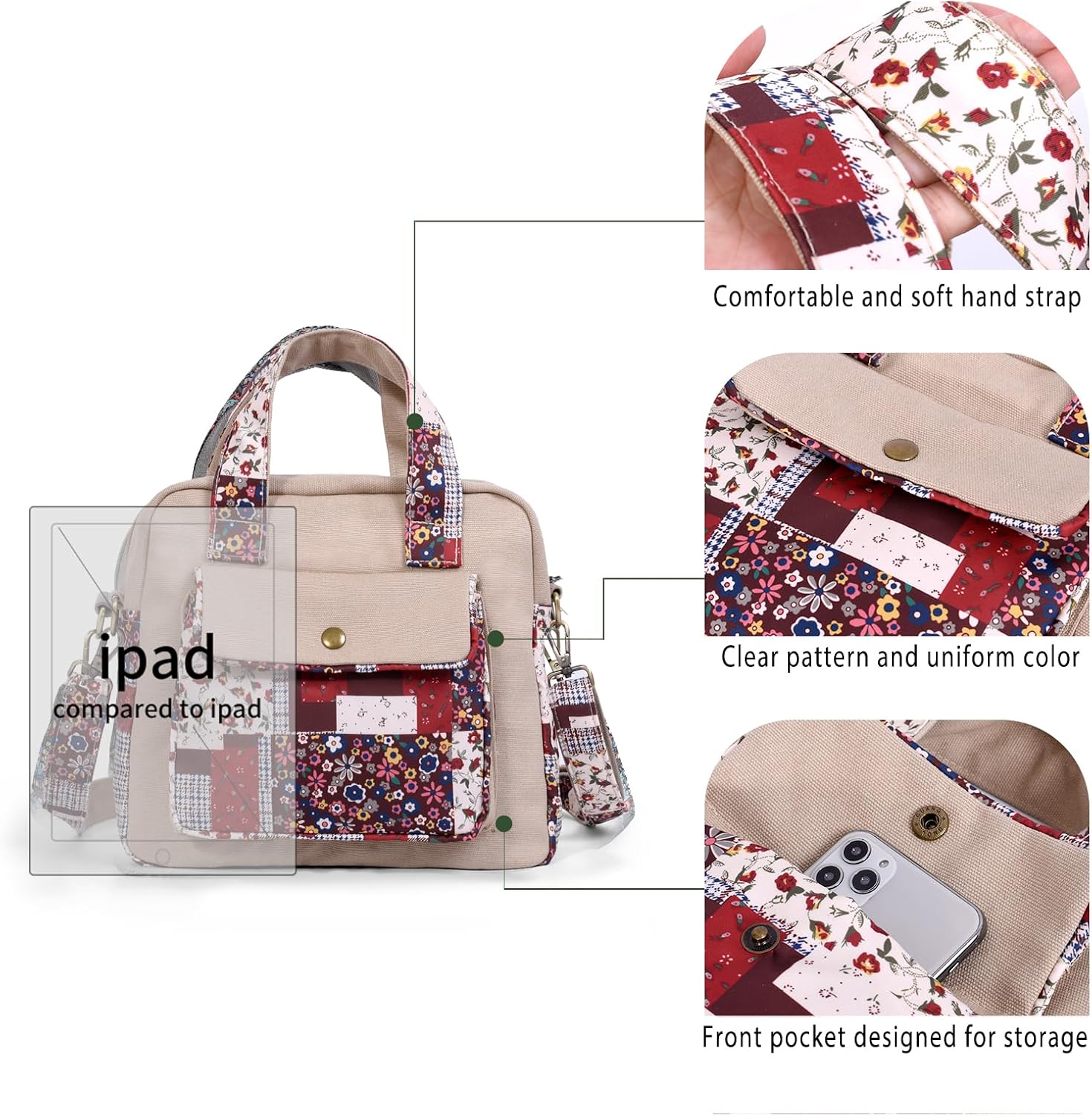 Women’s Canvas Shoulder Bag With Adjustable Strap