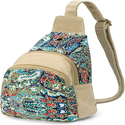 Butterfly Canvas Crossbody Chest Bag With Adjustable Strap
