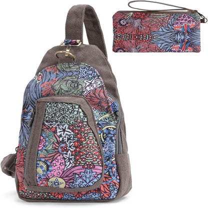 Boho Canvas Crossbody Sling Bag – Lightweight & Splash-Resistant