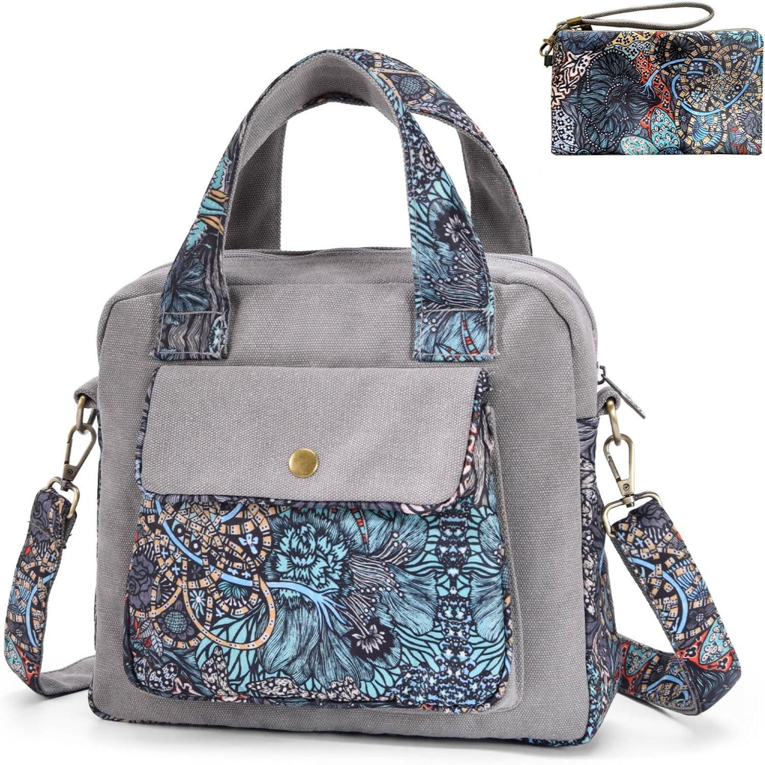 Boho Canvas Shoulder Bag for Women – Small Crossbody