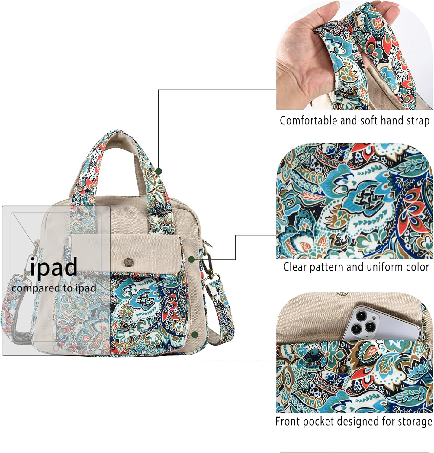 Women’s Canvas Shoulder Bag Crossbody With Top Handle