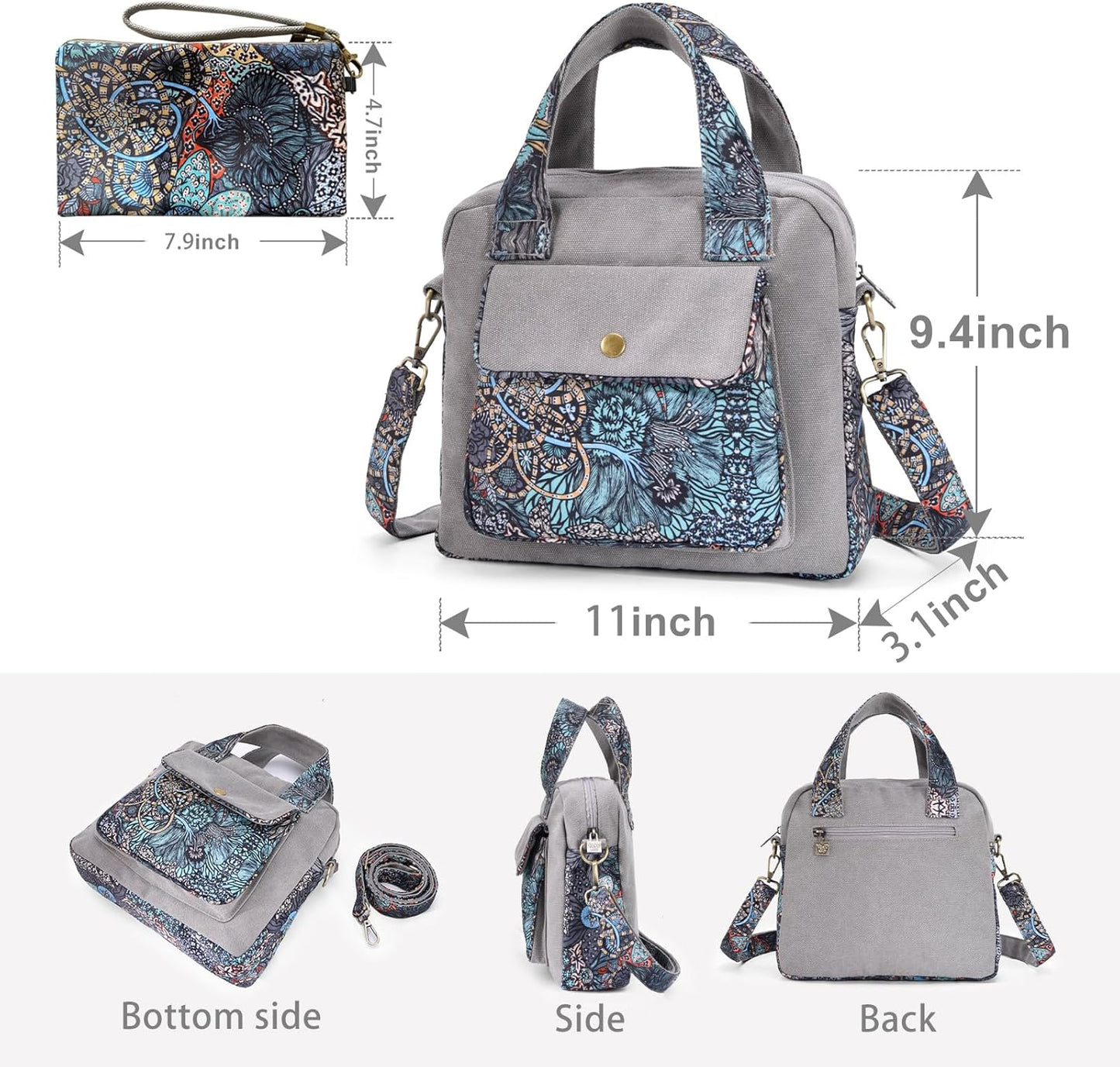 Boho Canvas Shoulder Bag for Women – Small Crossbody