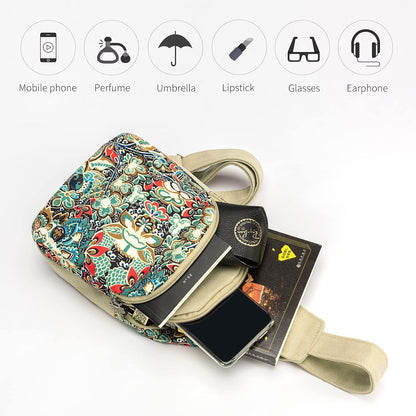 Butterfly Canvas Crossbody Chest Bag With Adjustable Strap