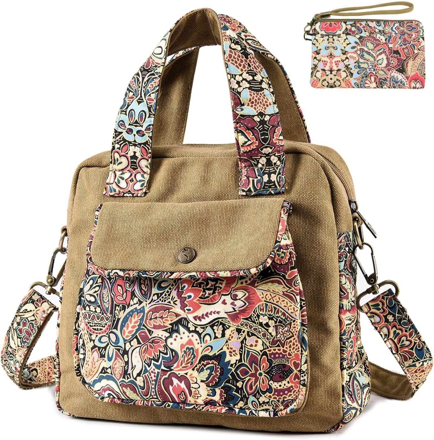 Boho Canvas Shoulder Bag With Adjustable Strap For Women