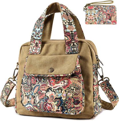 Boho Canvas Shoulder Bag With Adjustable Strap For Women