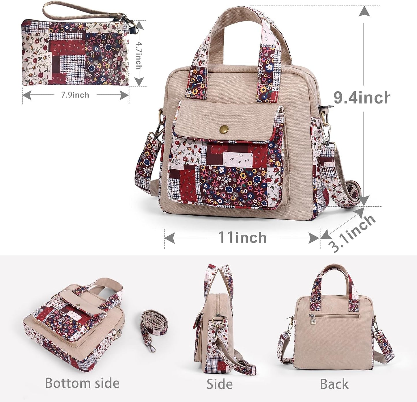 Women’s Canvas Shoulder Bag With Adjustable Strap