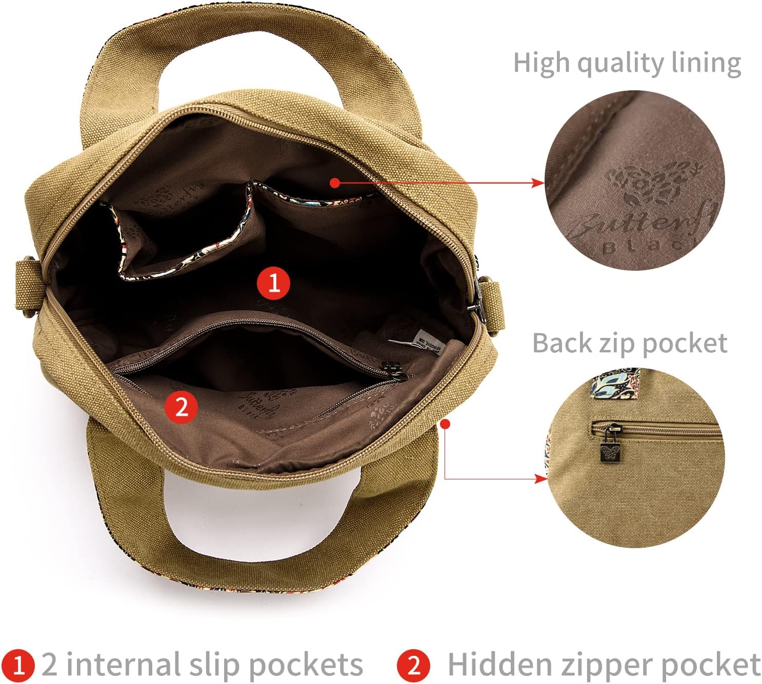 Boho Canvas Shoulder Bag With Adjustable Strap For Women
