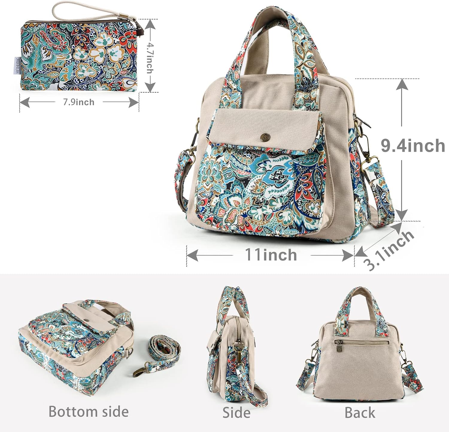 Women’s Canvas Shoulder Bag Crossbody With Top Handle