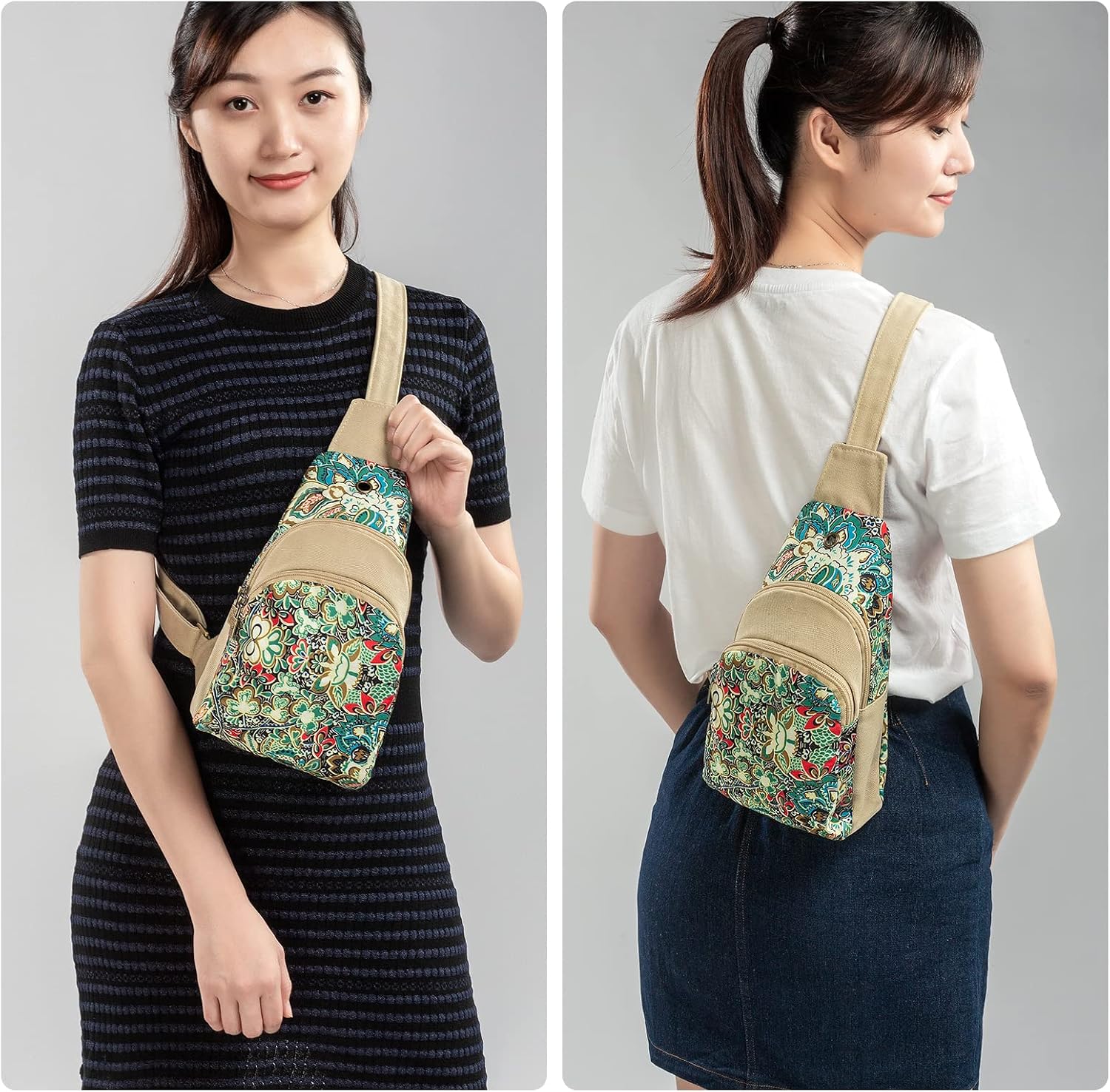 Butterfly Canvas Crossbody Chest Bag With Adjustable Strap