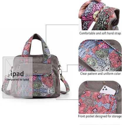 Boho Canvas Shoulder Bag With Adjustable Crossbody Strap