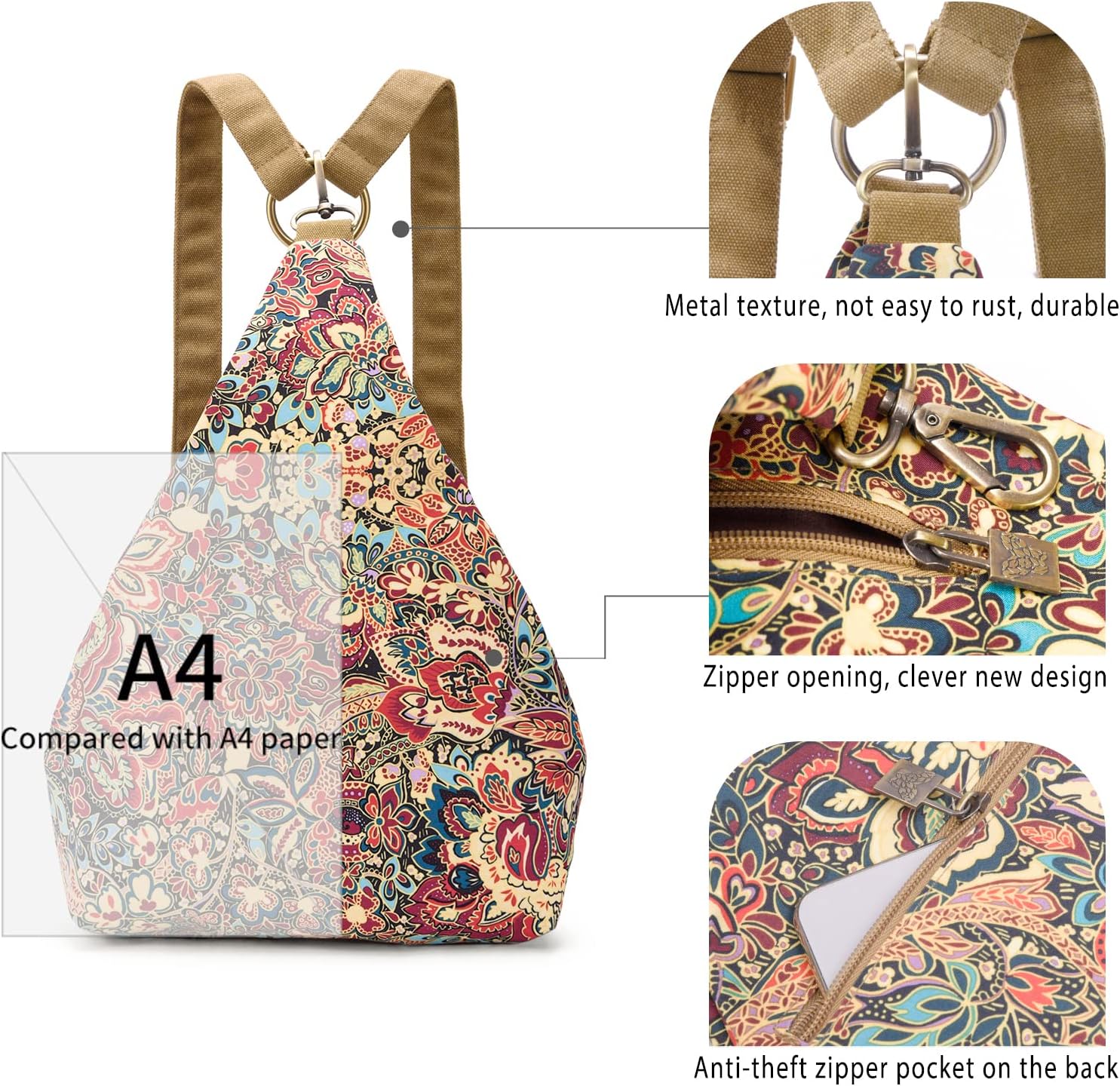 Women’s Boho Butterfly Backpack Purse – Small Casual Daypack